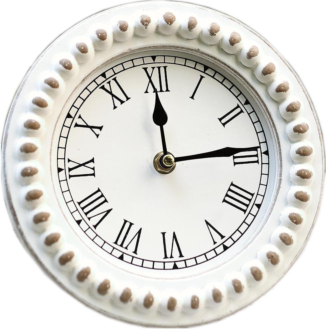 Farmhouse Table Top Clock with Wooden Beads-Mantal Tabletop Clcok-Desk Clock-Sma