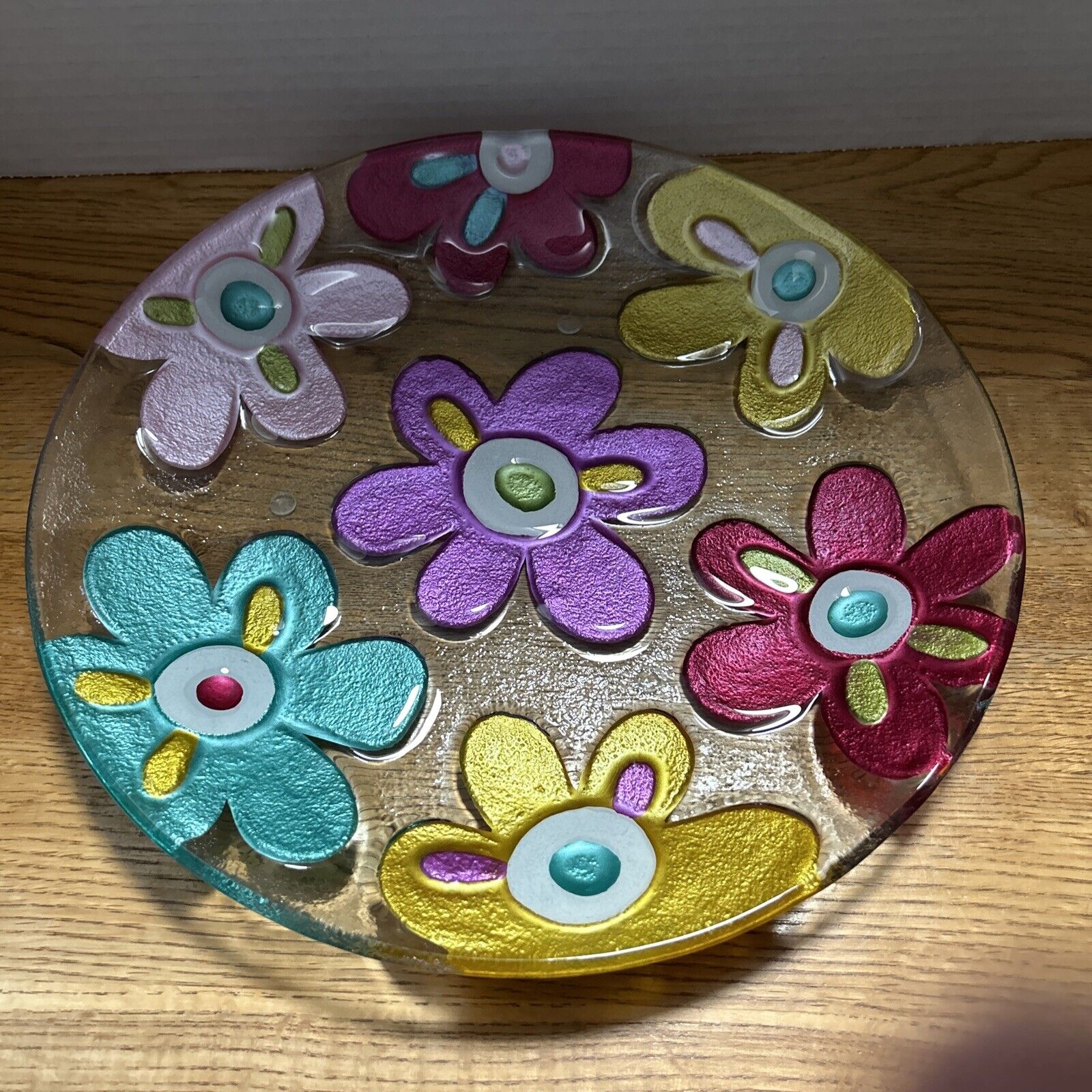 Decorative Glass Flowered Plate