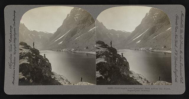 Norway Gudvangen and Naerodal, from across the fjord, Sognefjord, - Old Photo