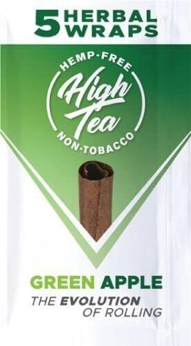High Tea Non Tobacco All Natural Herbal Smoking Wraps - Green Apple - 25 Self...