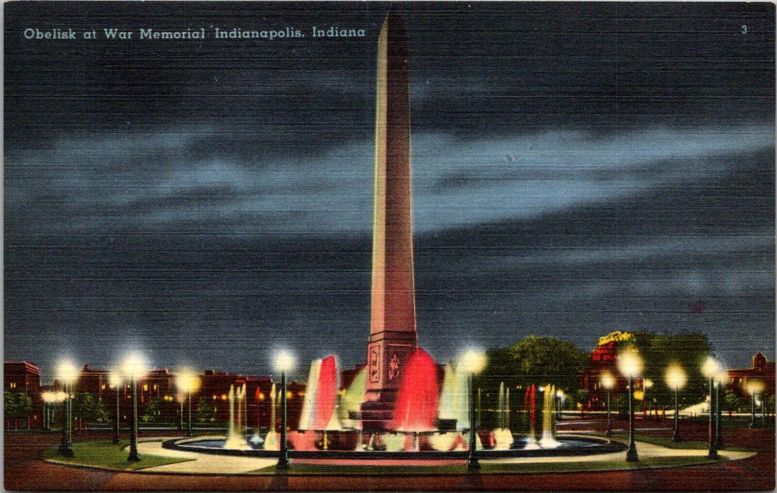 Vintage Postcard Obelisk at War Memorial Indianapolis Indiana IN