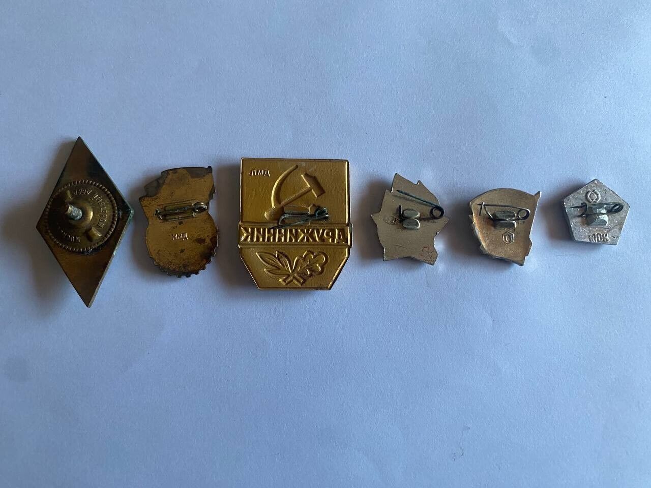 collectible USSR badges 6 pieces from different metals