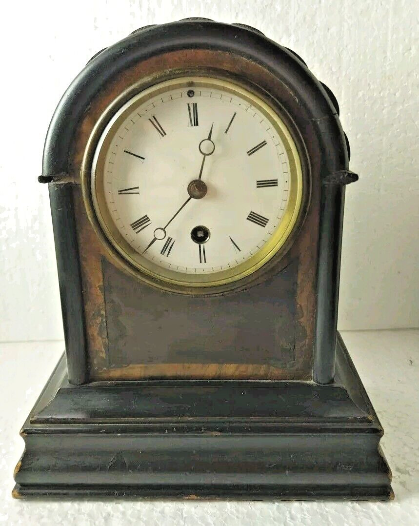 Antique Japy Freres, wooden beehive Cased Mantel Clock, working