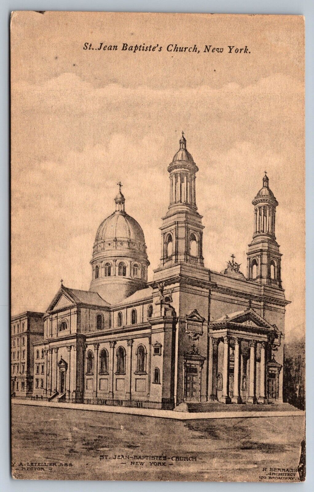 St. Jean Baptiste's church  New York divided back Postcard