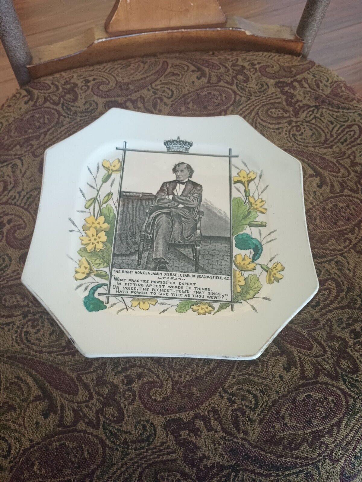 Antique  English Plate  Prime Minister To Queen  Victoria Benjamin Disraeli