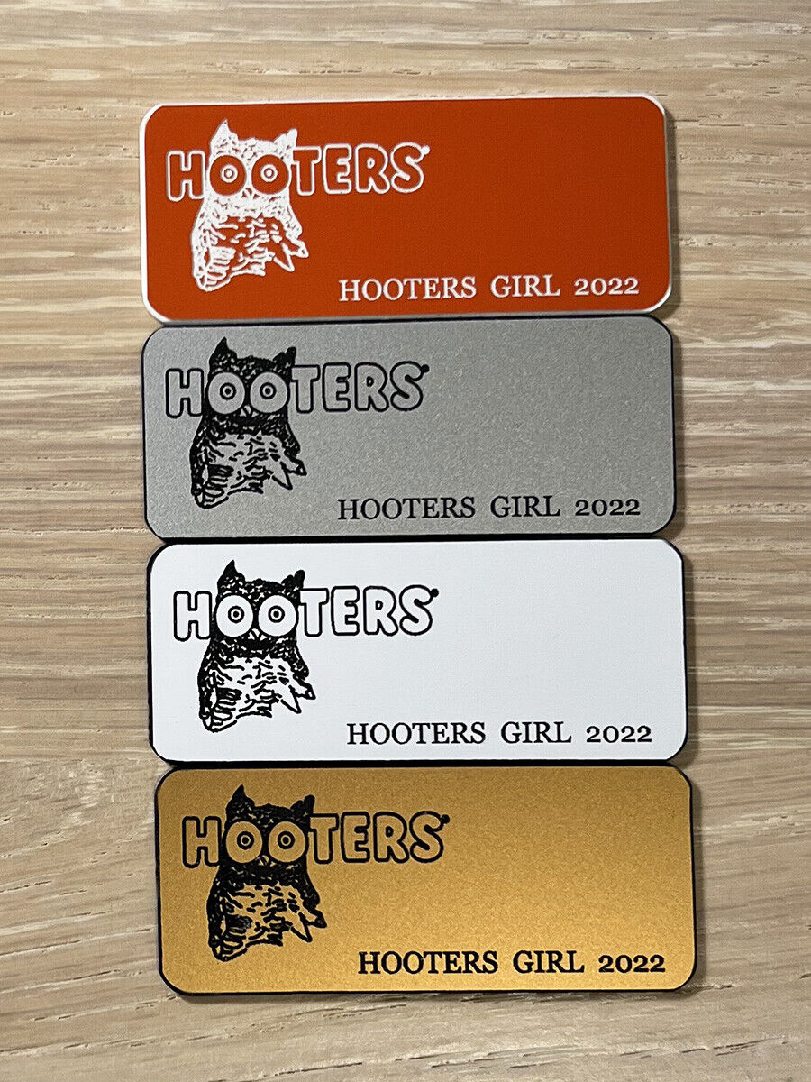 NEW 2022 HOOTERS Girl Uniform Pin Badge Halloween Costume PICK YOUR NAME TAG