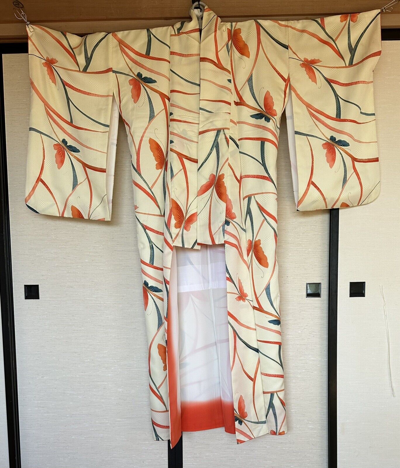 p1:Vintage Japanese Yukata Kimono Robe 59in(150cm) butterfly
