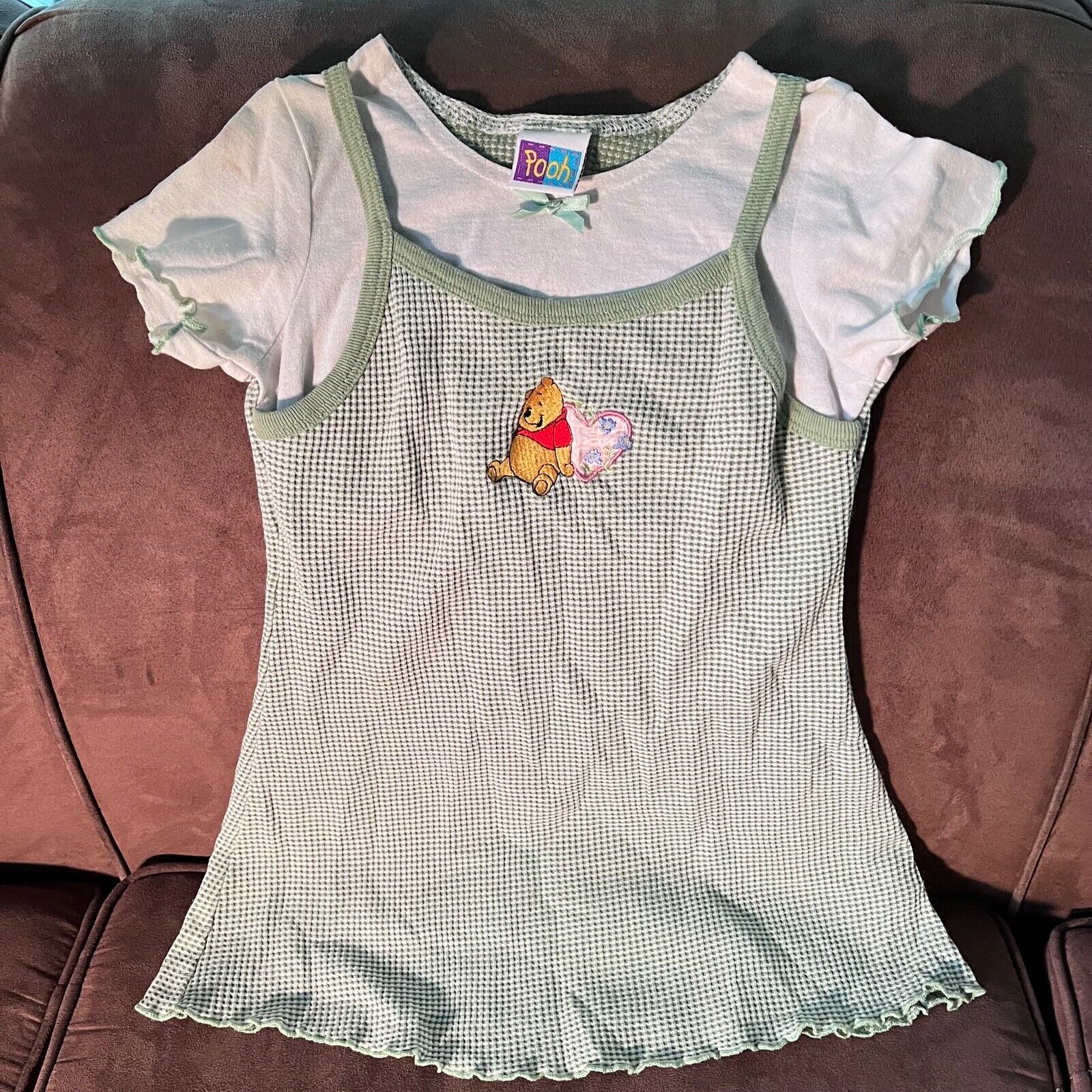 Vintage Disney Embroidered Winnie the Pooh Girls Shirts Dresses Denim Size 4 5.