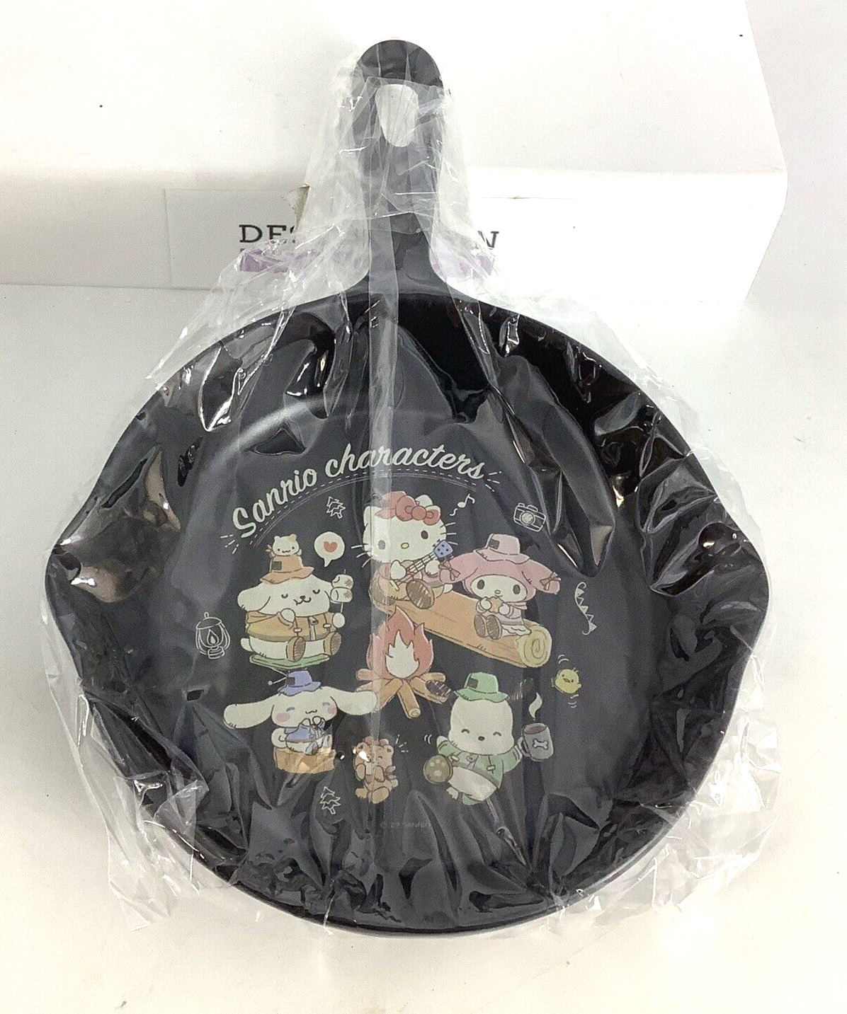 Hello Kitty Friends Camping Faux Cast Iron Skillet Melamine Lunch Plate NIP