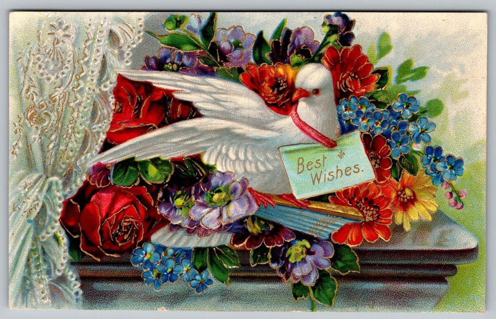 Postcard Sweet Dreams And Glad Awakenings Two Doves In A Window VTG c1917 I5