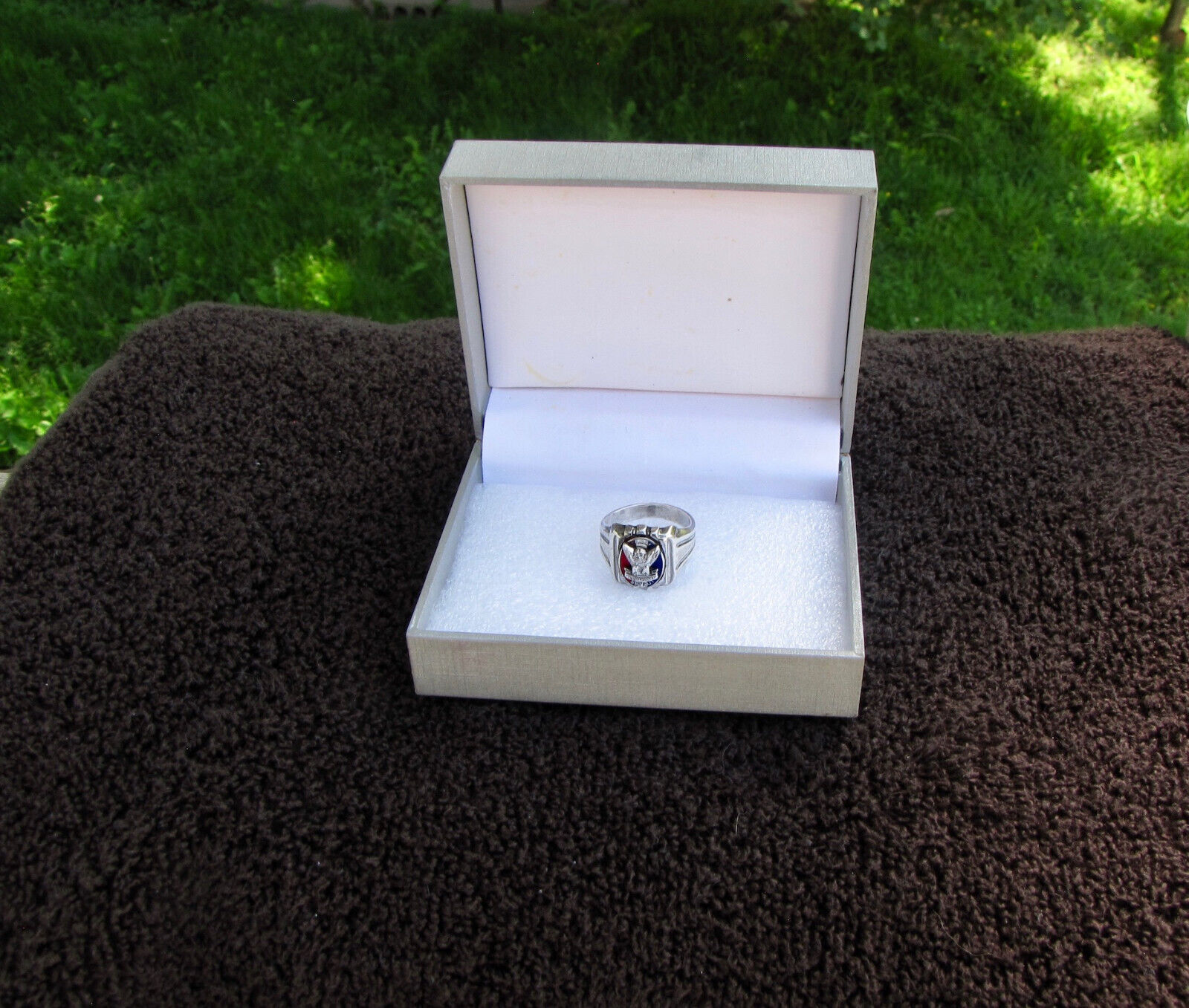 Boy Scouts of America BSA Sterling Silver Art Deco Eagle Scout Ring With Box