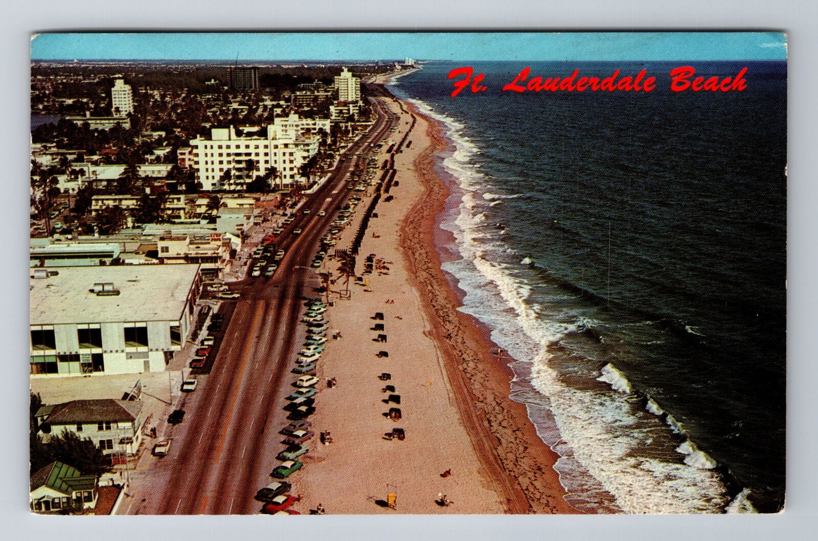 Ft Lauderdale FL-Florida, Aerial View Of Beach, Antique, Vintage c1967 Postcard