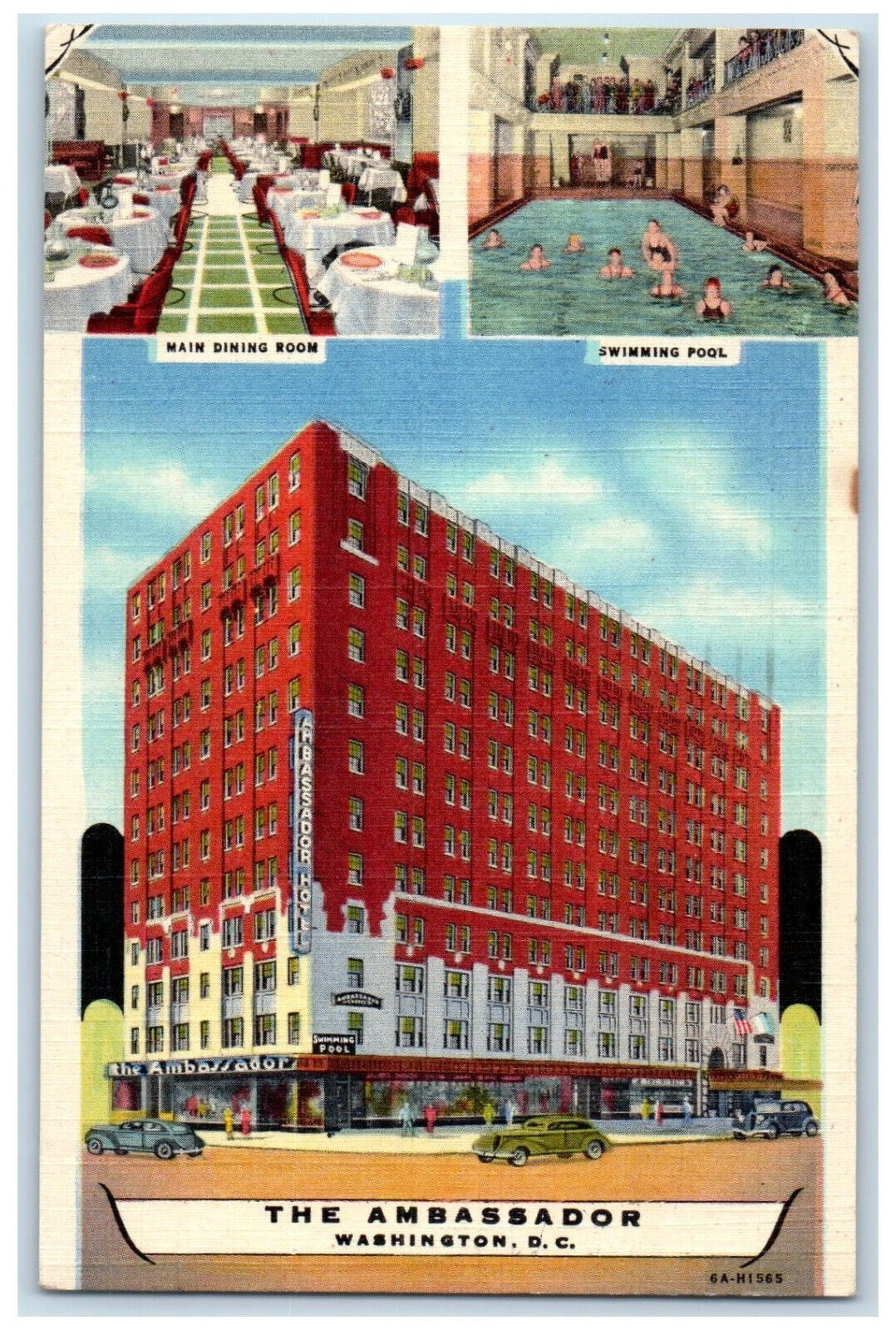 1950 The Ambassador Downtown Hotel Washington DC Multiview Vintage Postcard