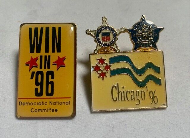 🔥🐇RARE 1996 CHICAGO DEMOCRATIC NATIONAL CONVENTION LAPEL PINS (SET OF TWO)🔥🐇