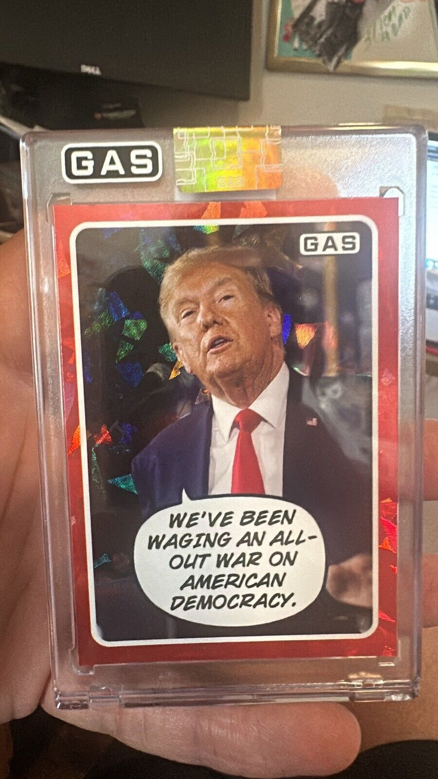 Donald Trump GAS Trading Card Cracked FOIL Prism LIMITED 25 MADE G.A.S. /25