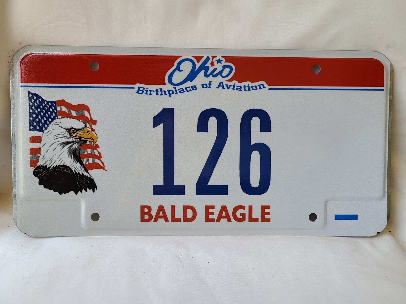 Vintage 2012 Ohio Birthplace of Aviation Bald Eagle 126 License Plate 9222