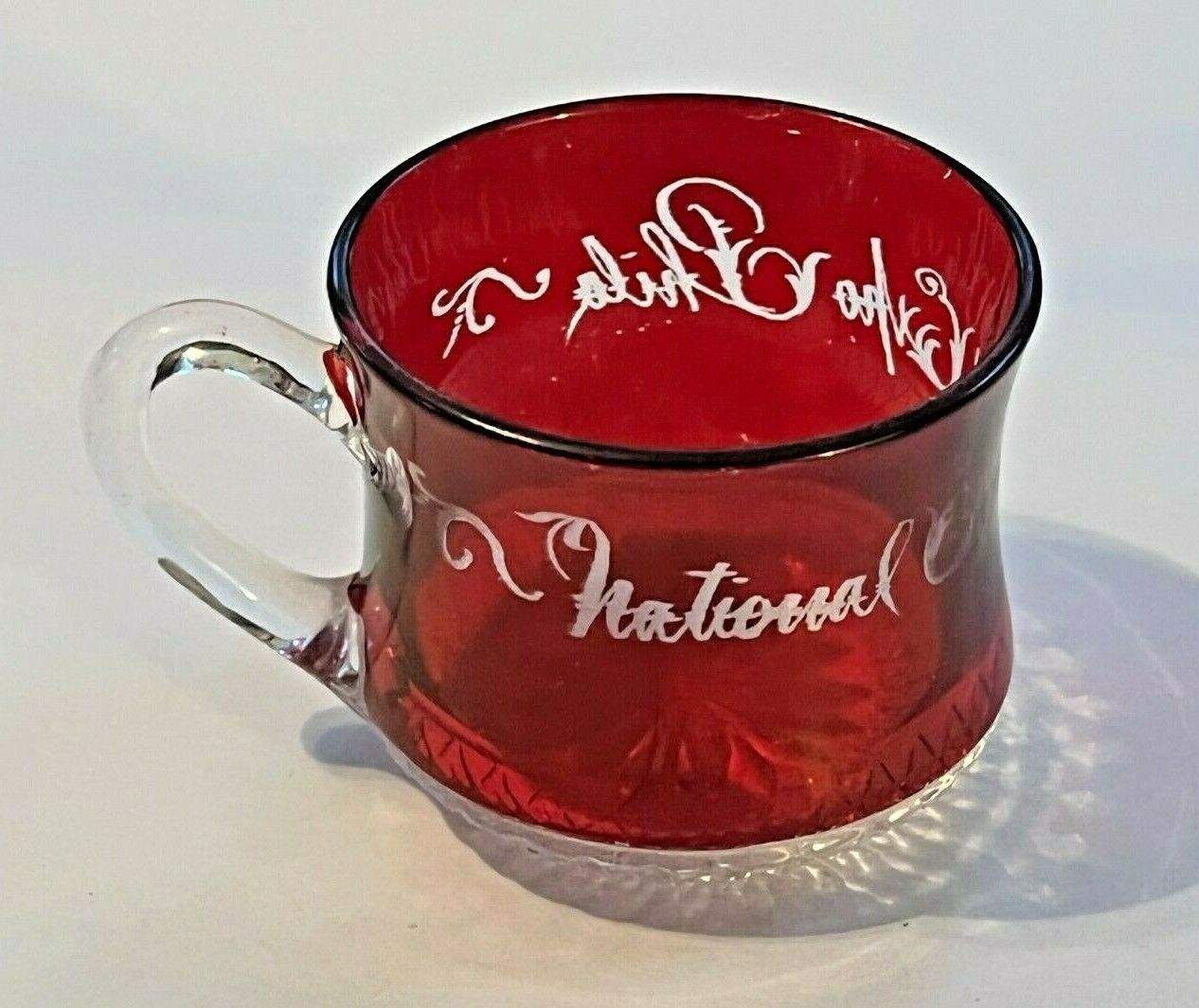Antique Ruby Red Flash & Clear Souvenir Mug Export Expo 1899 Philadelphia