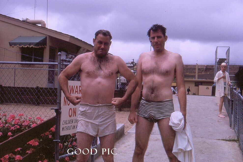 #J88 - d Vintage 35mm Slide Photo- Shirtless Men - 1964