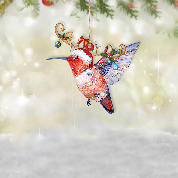 Hummingbird Christmas Ornament, Hummingbird Reindeer Ornament, Hummingbird Xmas