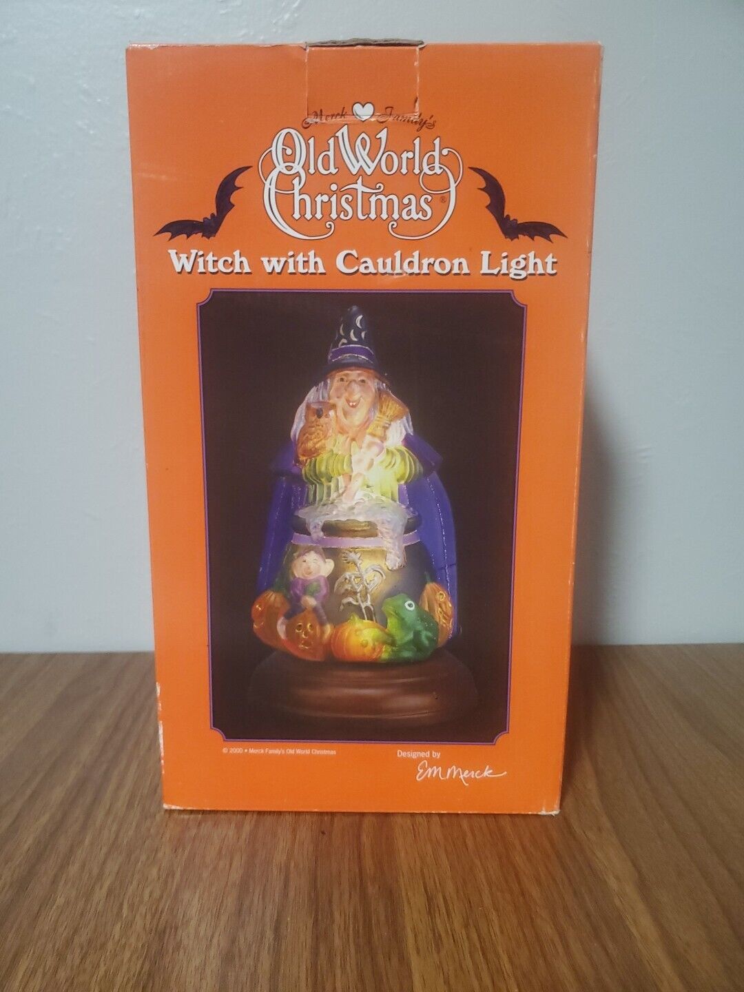 EM Merck Old World Christmas Halloween Witch w Cauldron Figurine Light