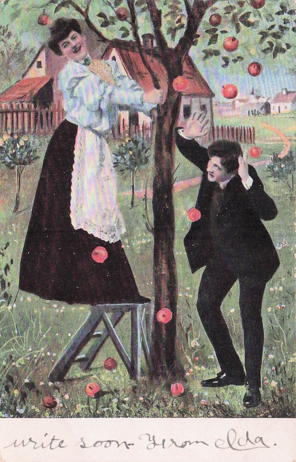 Postcard Vintage (6) Follow the Apple & Love (All 466) P 8/5-20/1907 (#513)