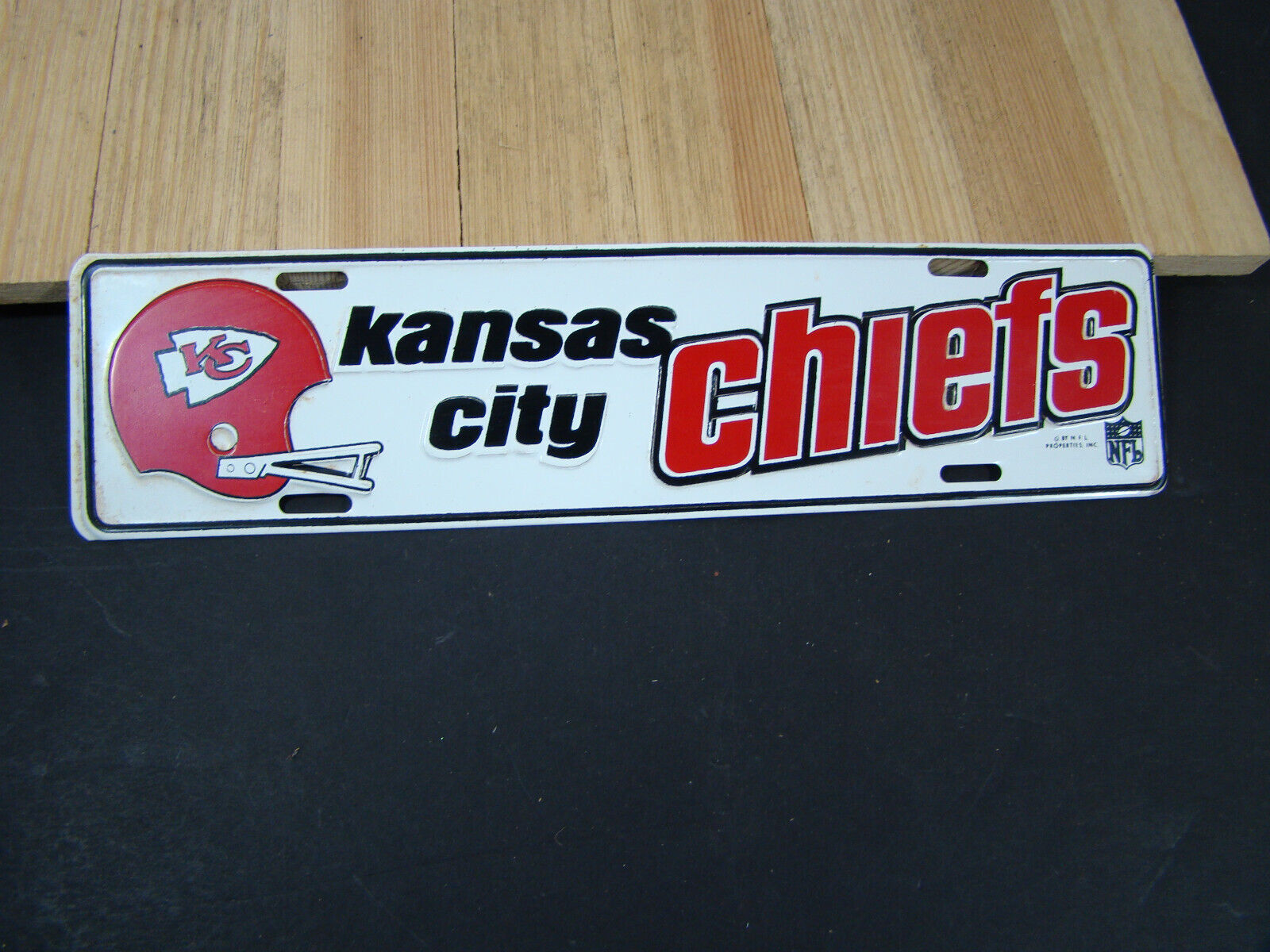 EARLY RARE Kansas City Chiefs vintage license tag topper NFL Licensed