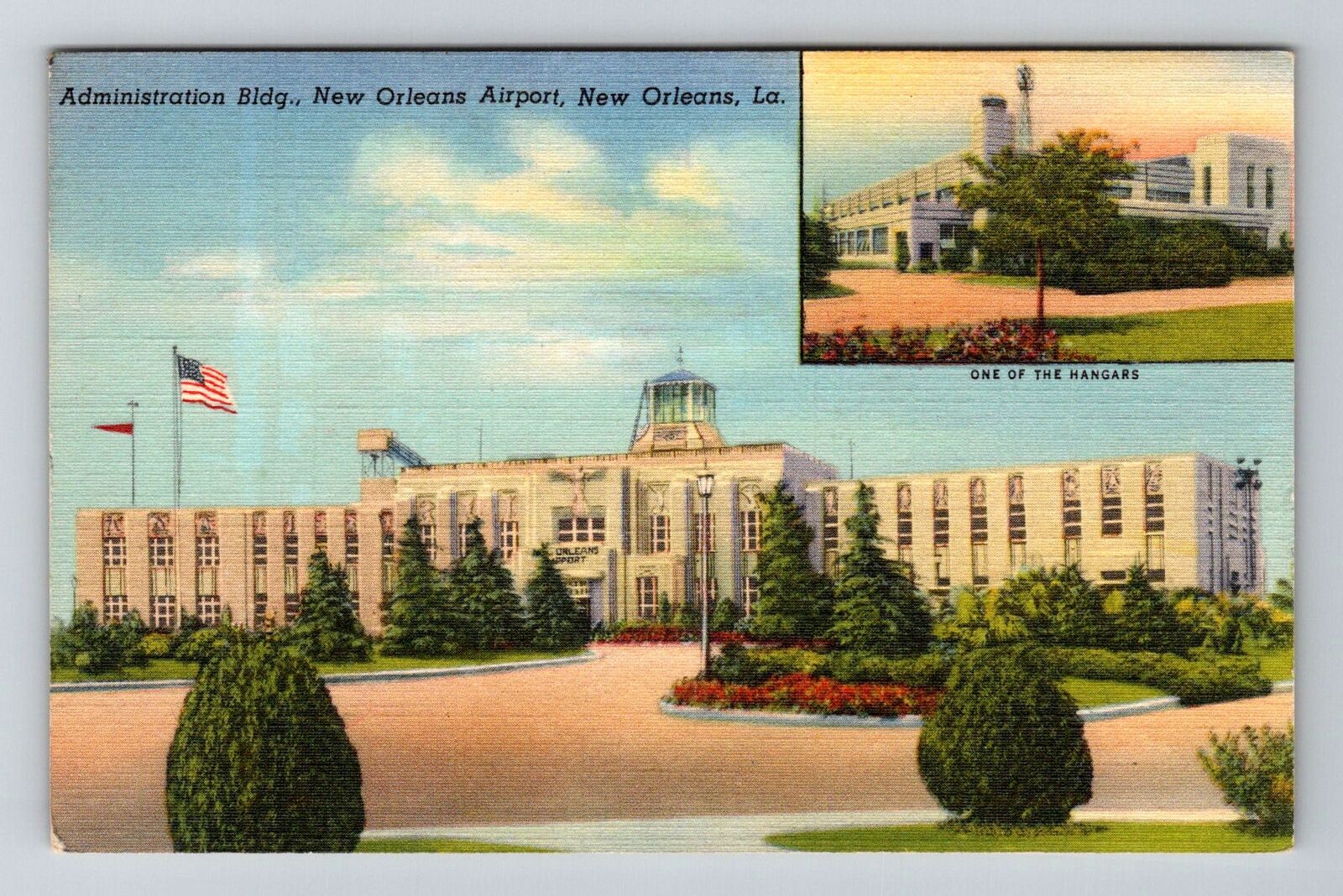 New Orleans LA-Louisiana, Administration Building, Airport Vintage Postcard