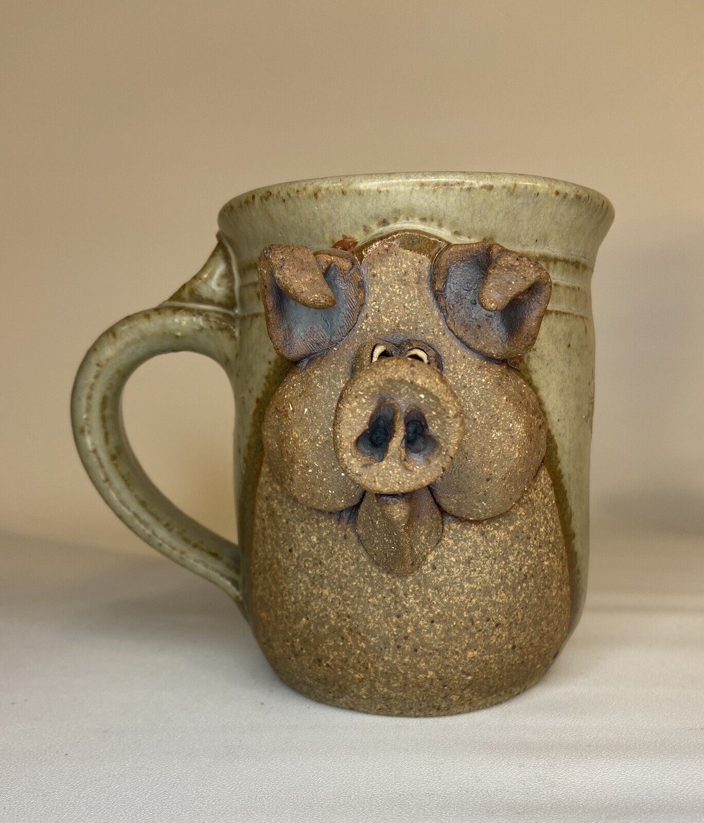 Vintage 80’s Art Pottery Pig Mug Signed Ceramics  EB2