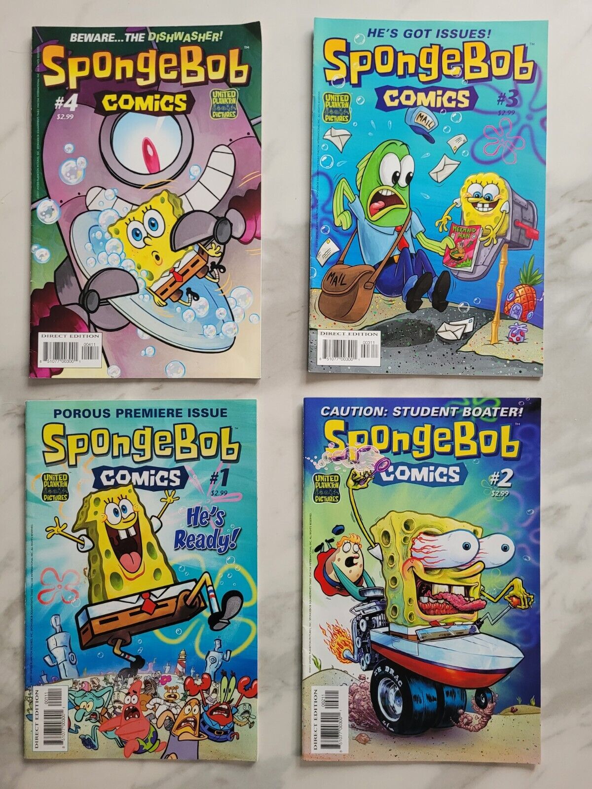 Spongebob Comics 1, 2, 3 & 4 . Lot Of 4 SpongeBob Comics Collectibles Lot