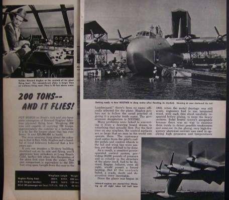Hercules Plane 1948 Test Flight pictorial \