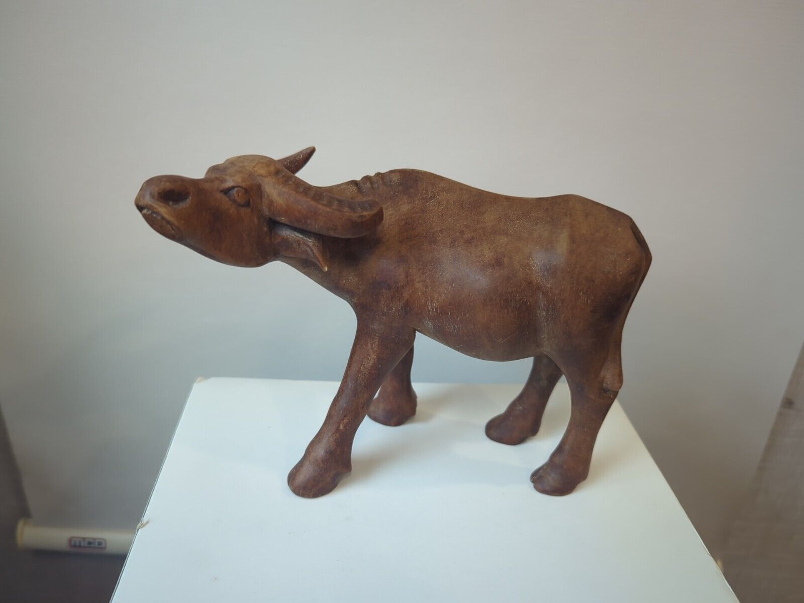 VTG Estate Water Buffalo Oxen Hand Carved Teak Wood  Statue Figurine Gift MCM