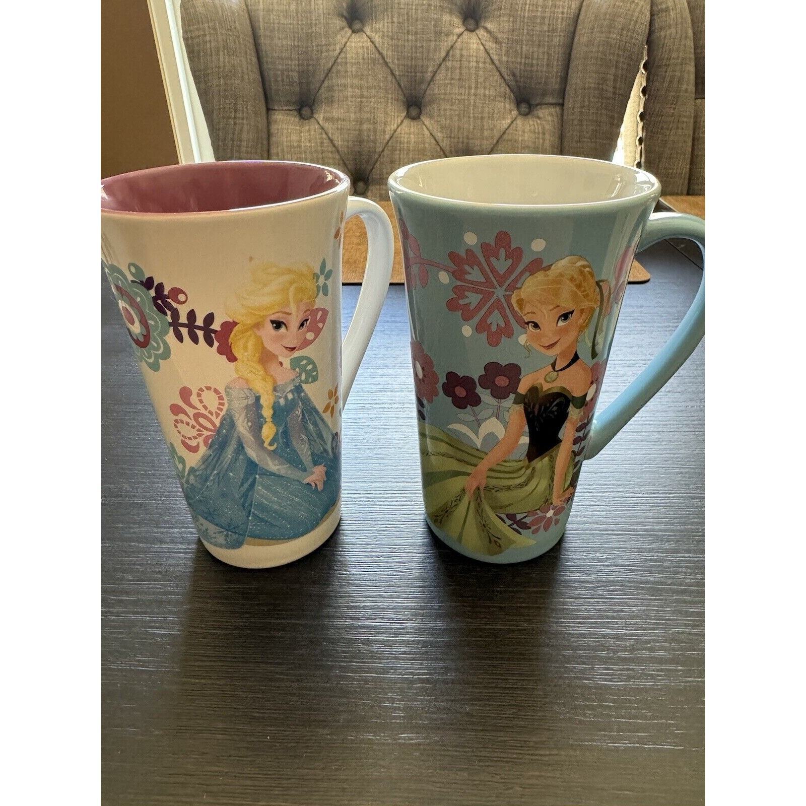 Disney Elsa and Anna raised glitter floral mugs