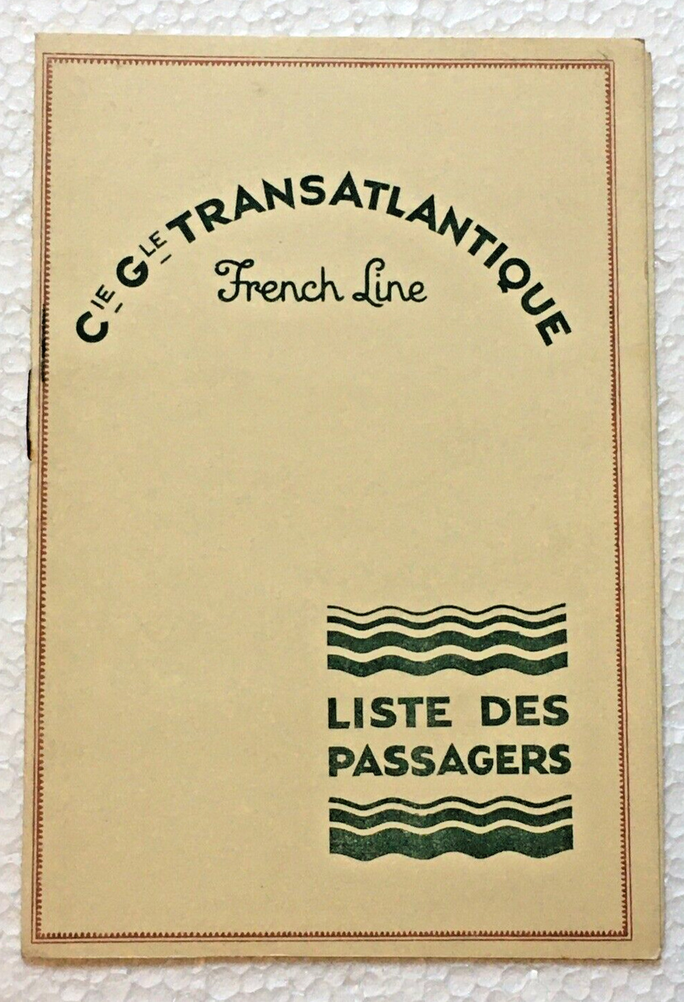 1928 SS Paris French Line List Of Passengers Ocean Liner Steamship