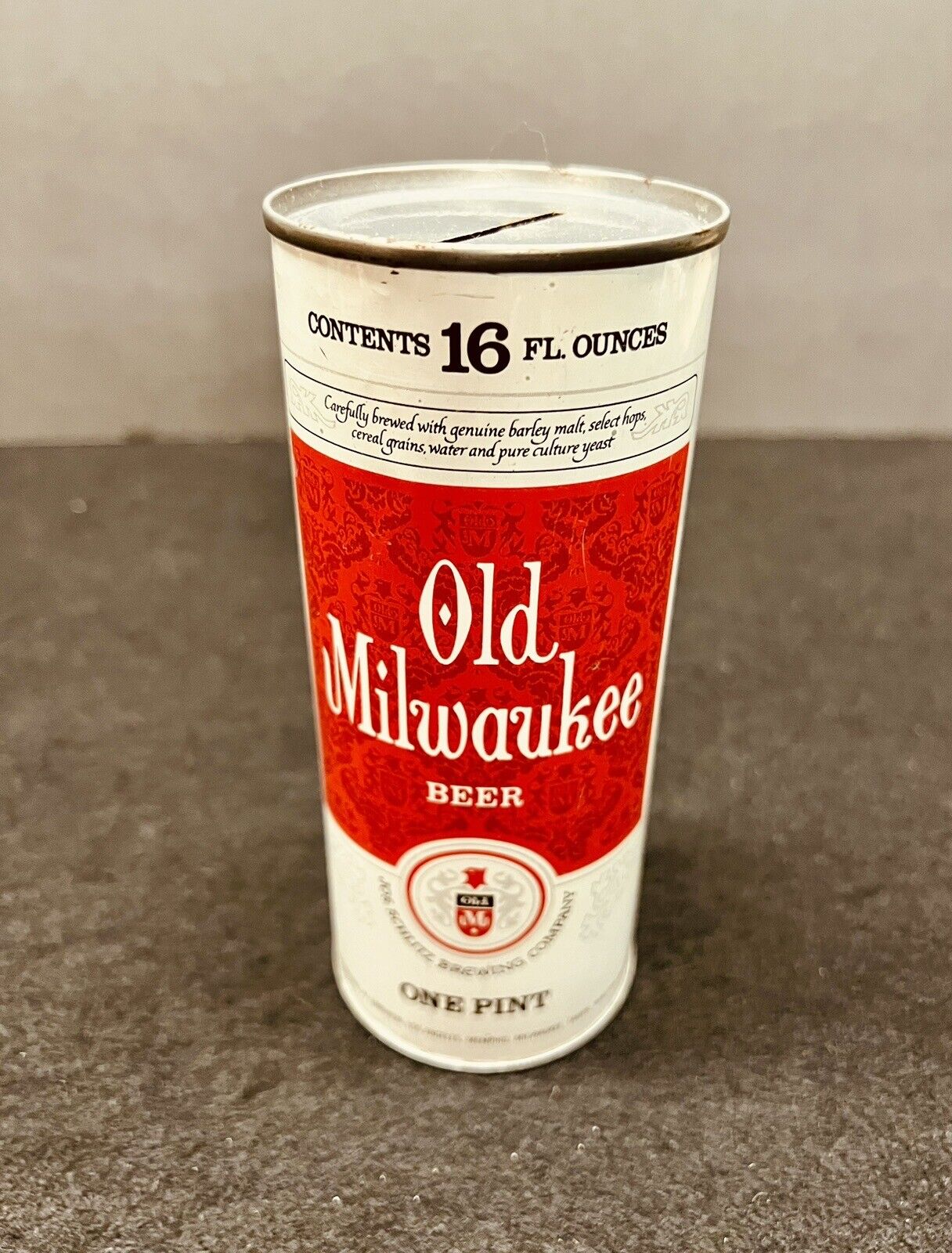 Empty Top Opened 16 oz Old Milwaukee Beer Bank Top ** Nice  **
