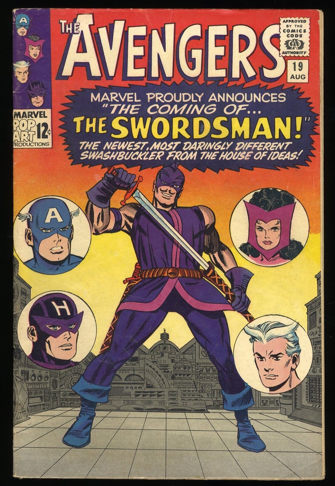 Avengers #19 FN+ 6.5 1st Appearance Swordsman Origin Hawkeye Marvel 1965