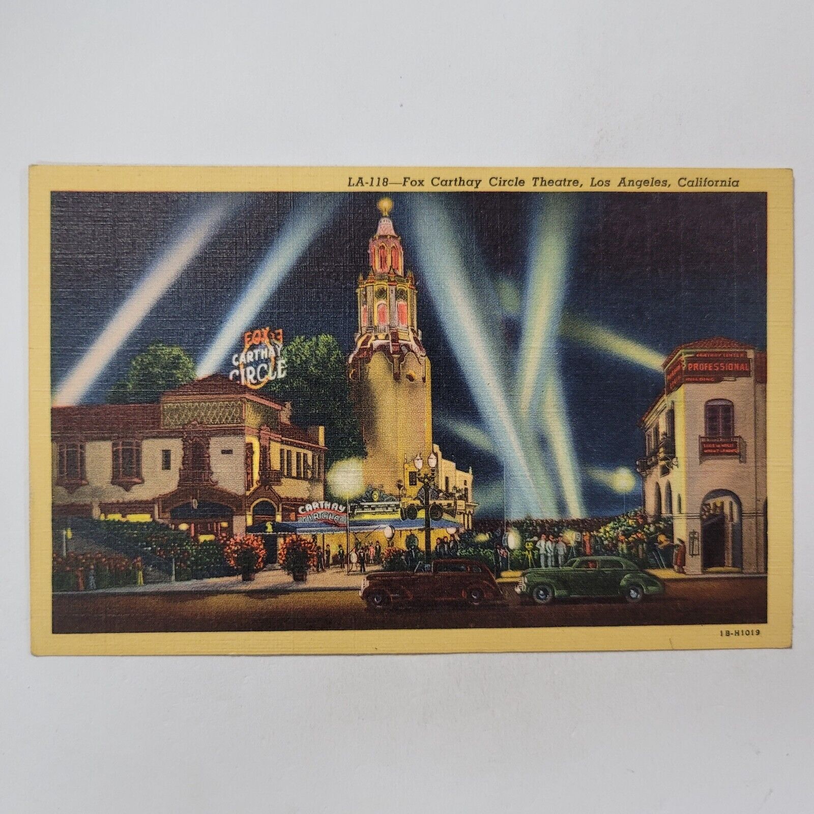 Fox Carthay Circle Theater Los Angeles CA California Vintage Linen Postcard