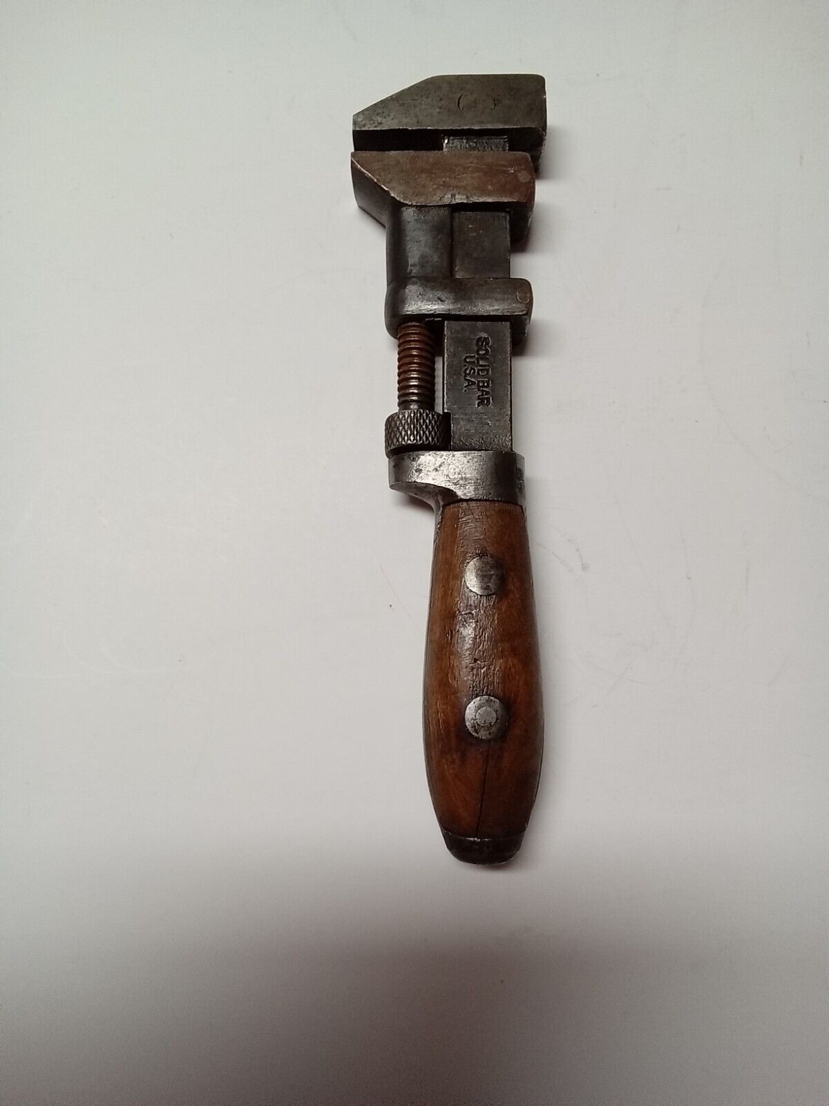 VTG Solid Bar 8 1/4 Inch Wood Handle Monkey Wrench