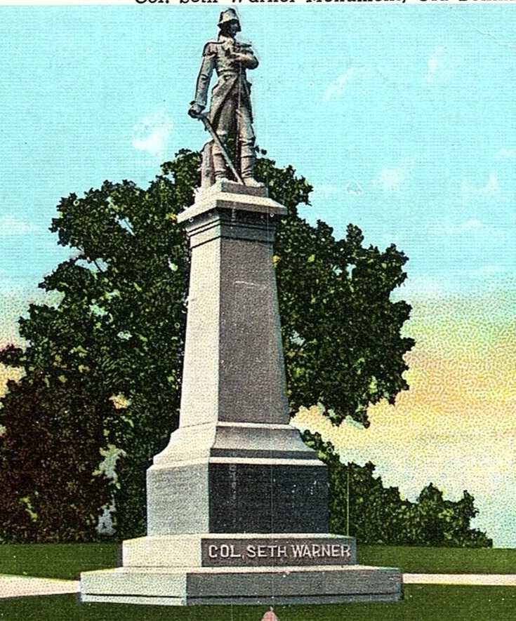1940s OLD BENNINGTON VERMONT COLONEL SETH WARNER MONUMENT LINEN POSTCARD 44-109