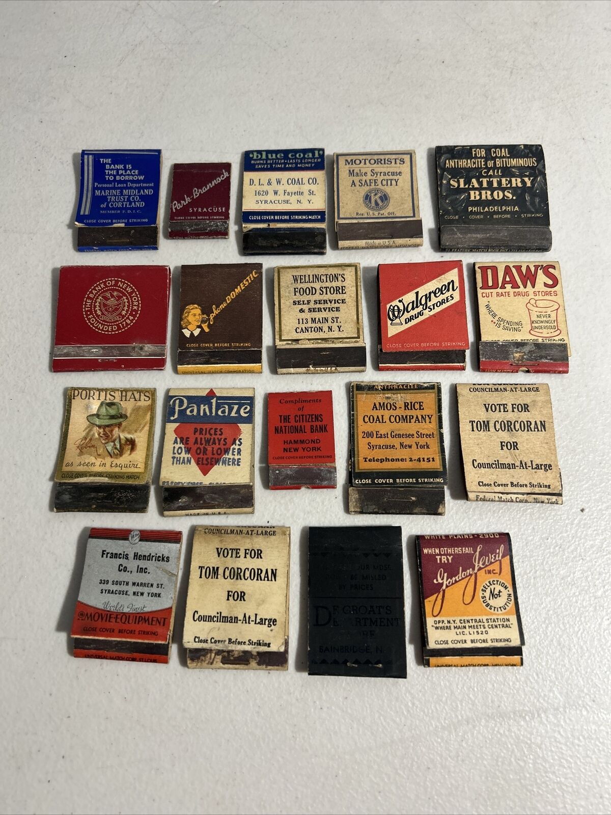 Lot Of 19 Vintage Early 1900s Advertising Matchbooks Walgreen Bank Of New York