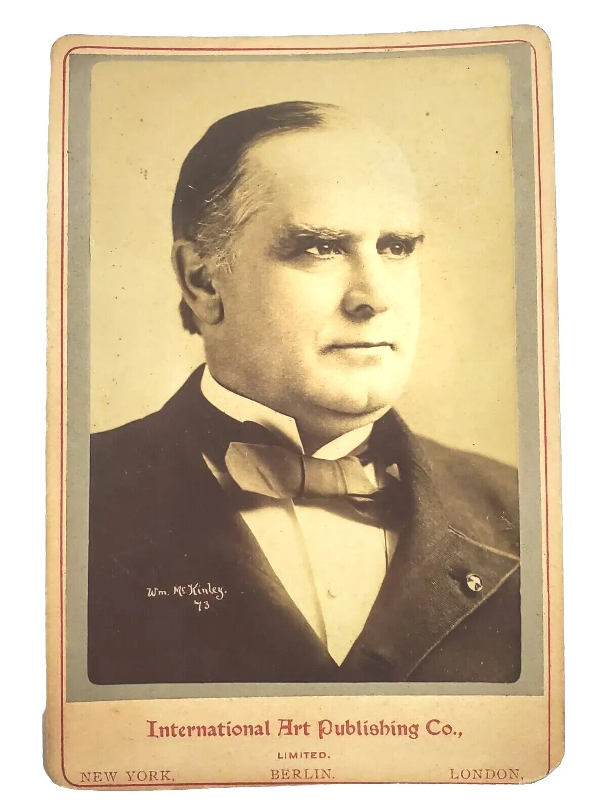 Antique 1890\'s William McKinley 25th US President Cabinet Card Photograph