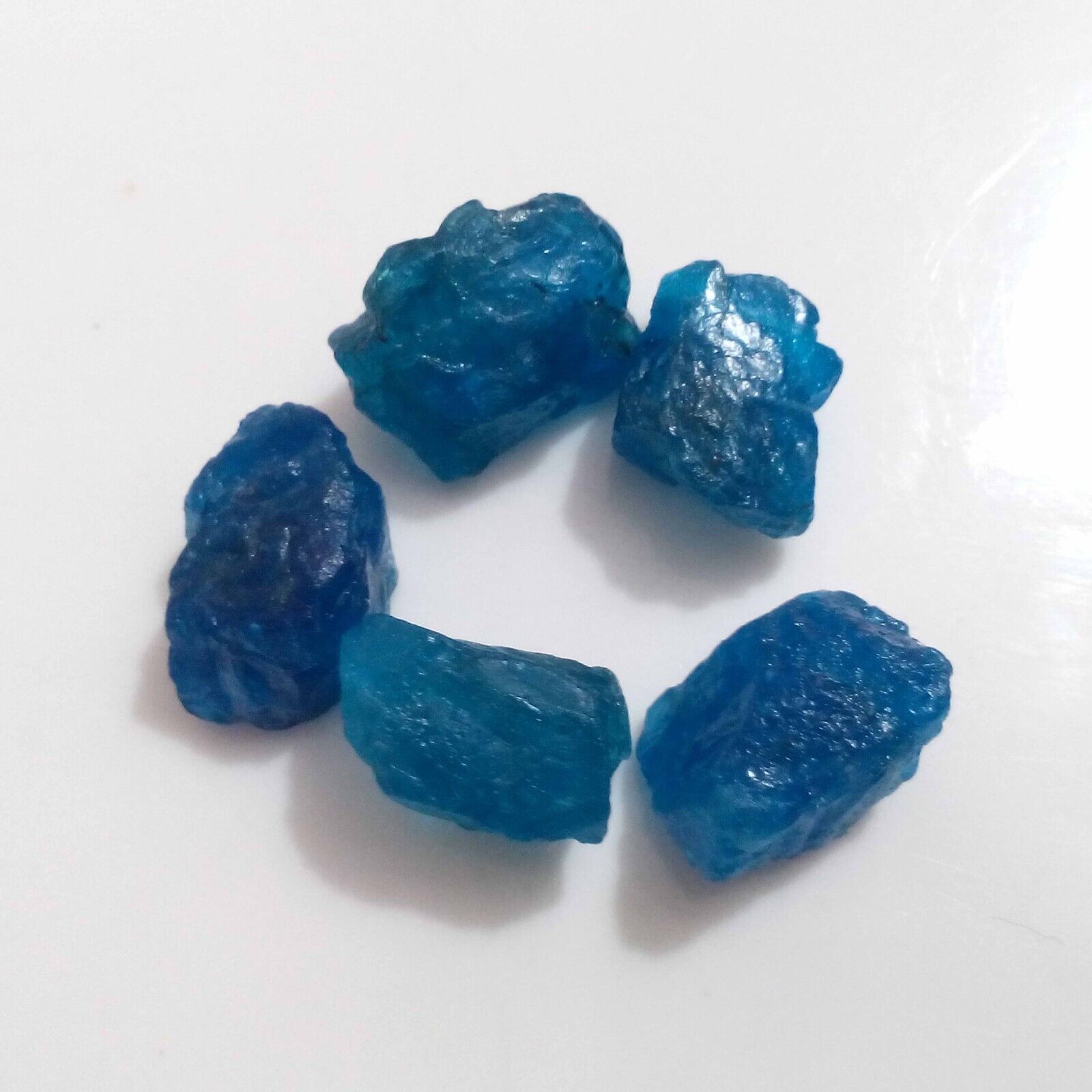 Beautiful Blue Apatite Raw 5 Piece 12-14 MM Blue Apatite Crystal Rough Jewelry