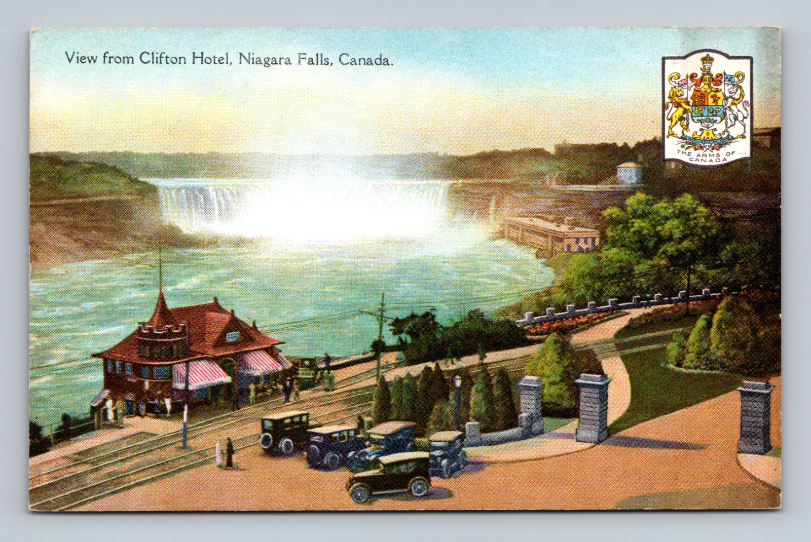 Postcard View From Clifton Hotel Niagara Falls Canada Unposted Cars Railroad