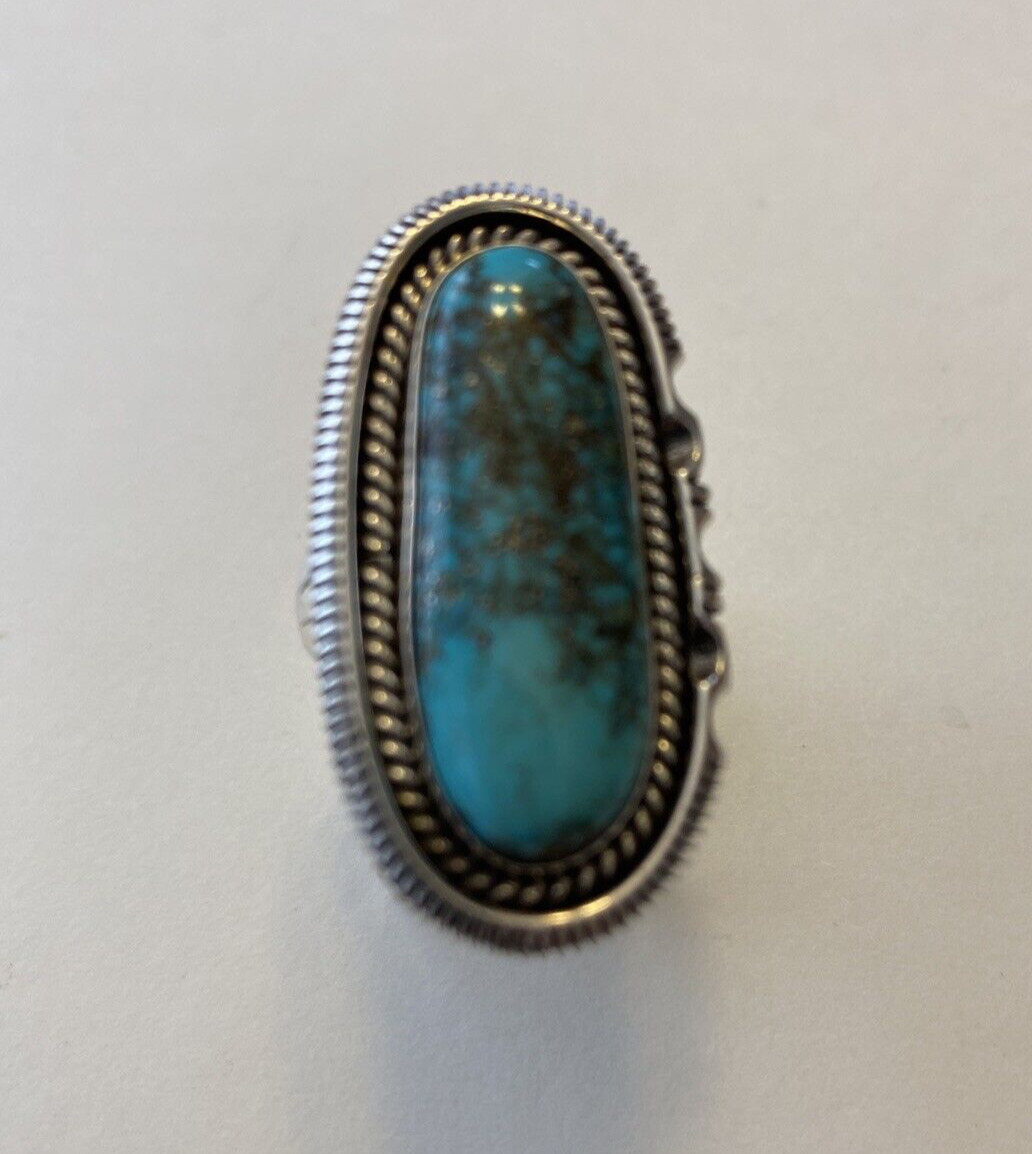 Henry Chackee ~ Artie Yellowhorse ~ Navajo ~ Sterling  / Turquoise Ring -  8 1/2