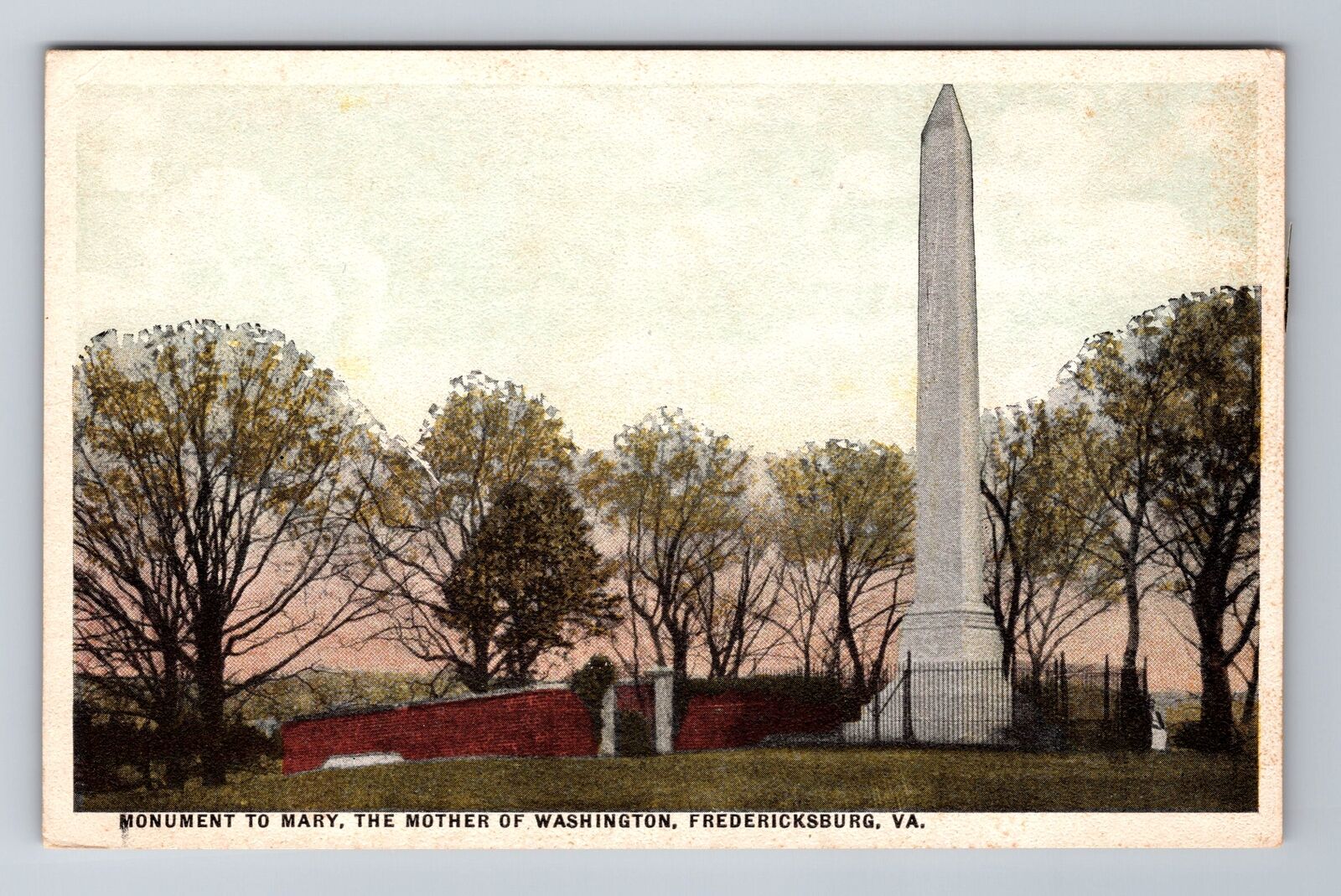 Fredericksburg VA-Virginia, Monument Mary Mother Of Washington Vintage Postcard