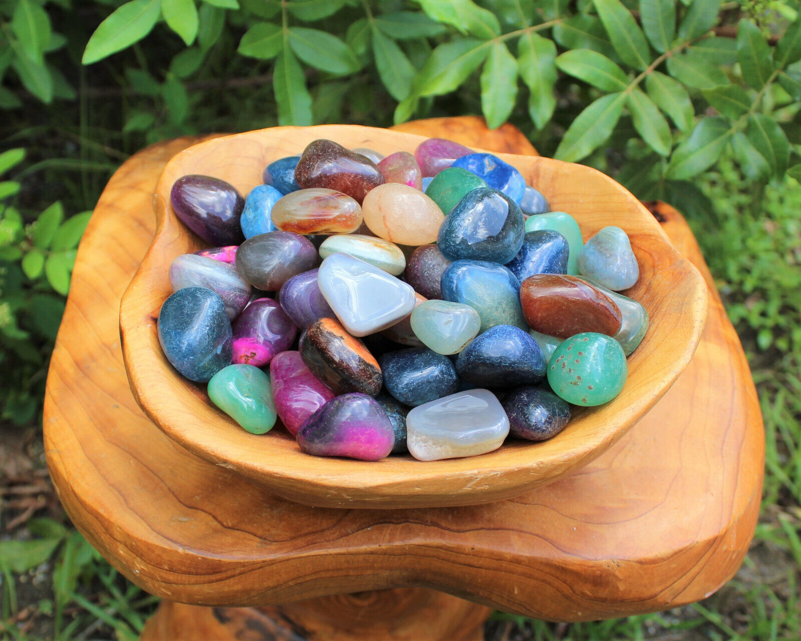 8 oz Dyed Tumbled Stones: Colorful Mixed Agate Assorted Gemstone 1/2 lb Bulk Lot