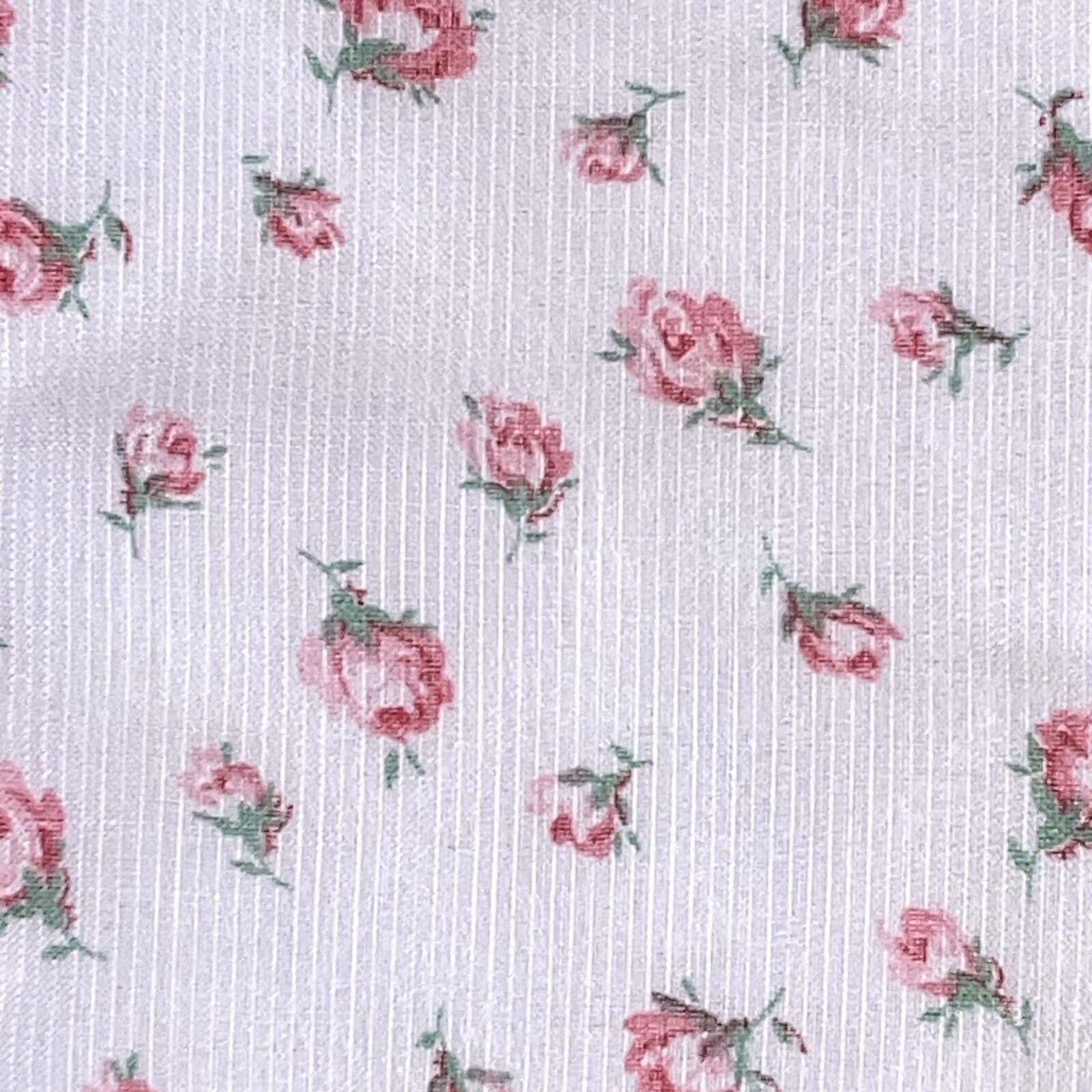 Vtg 1950s Semi Sheer 3 Yds Pink Rose Buds on White Doll Fabric Dimity 34W