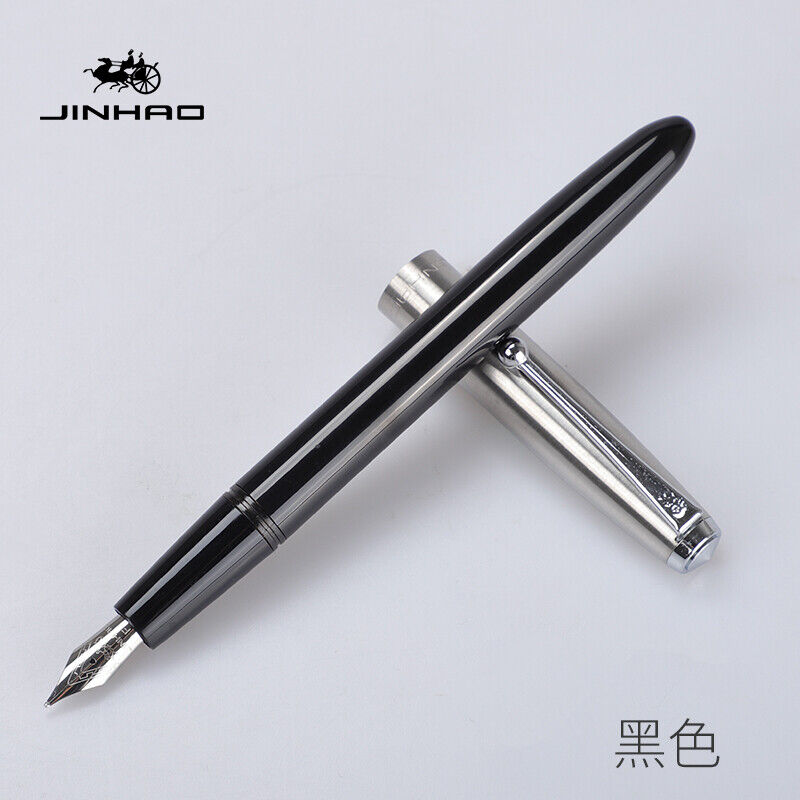 New Jinhao 51A Plastic/Wood Fountain Pen Hooded Iridium Fine 0.5mm Nib Writing