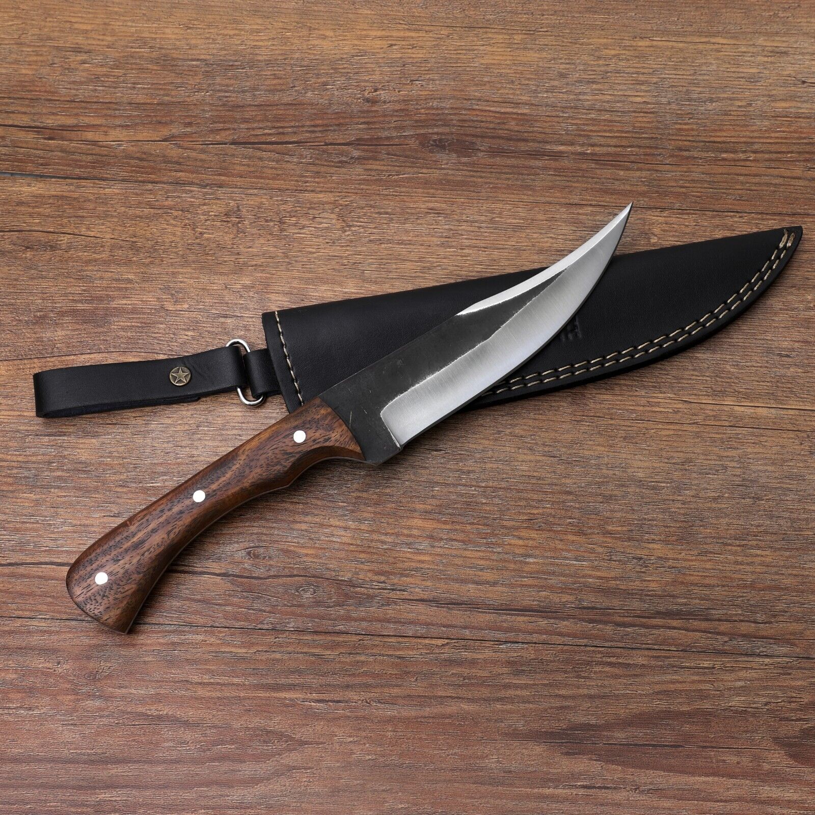 11inch Custom Handmade Hunting Skinning Knife, Carbon Steel Blade ,walnut Handle