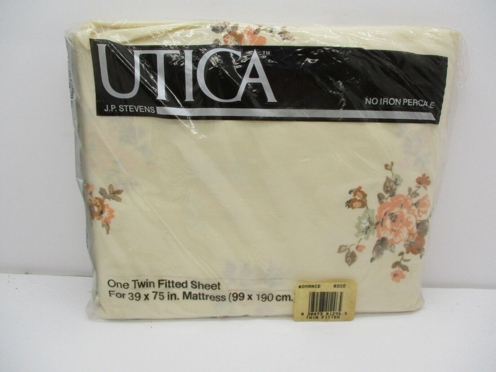 Vintage Stevens Utica No Iron Percale Fitted Twin Sheet Limoges Bone MUSTY SMELL