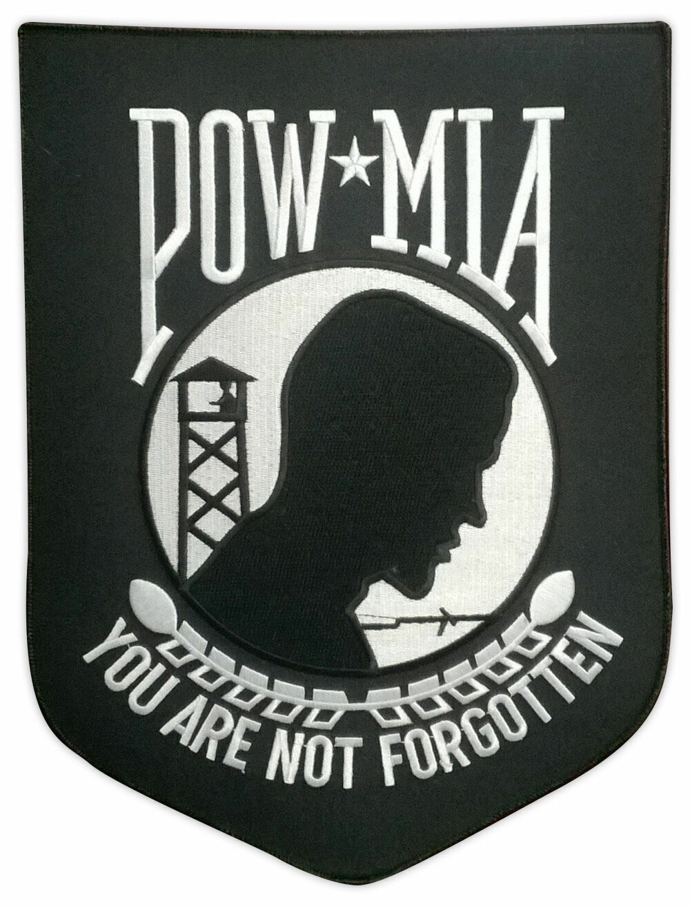 Motorcycle Biker Jacket Embroidered Back Patch - POW MIA You Are Not Forgotten